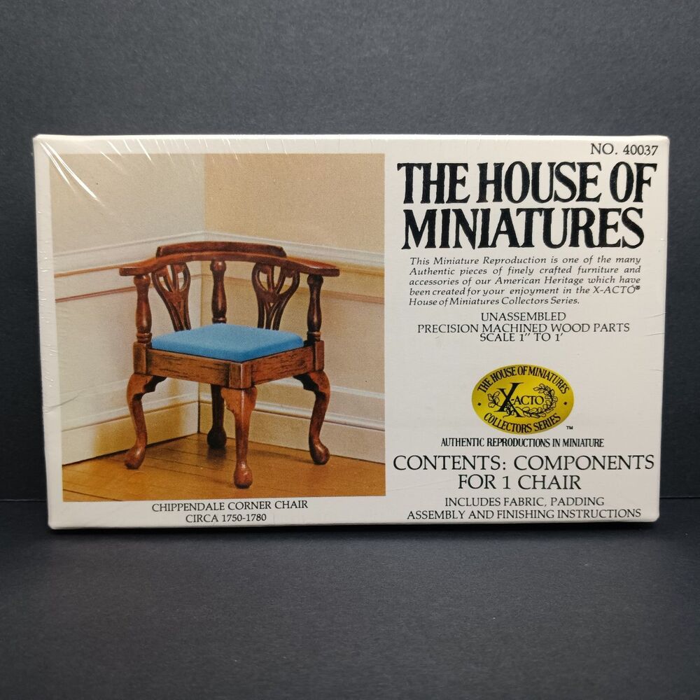 The House of Miniatures X-acto Chippendale Corner Chair Kit 1:12 40037 Vintage